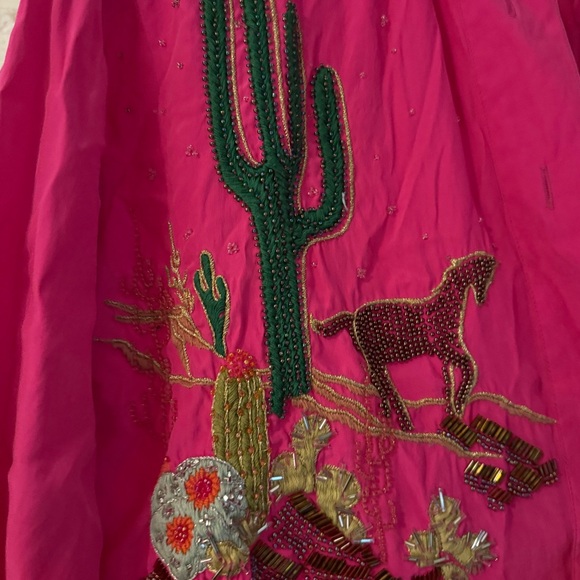 Vintage silk beaded blouse shirt with gemstone buttons. Beautiful! - Picture 9 of 11